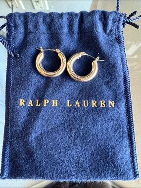 Ralph Lauren Gold-Plated-Brass Hoop Earrings